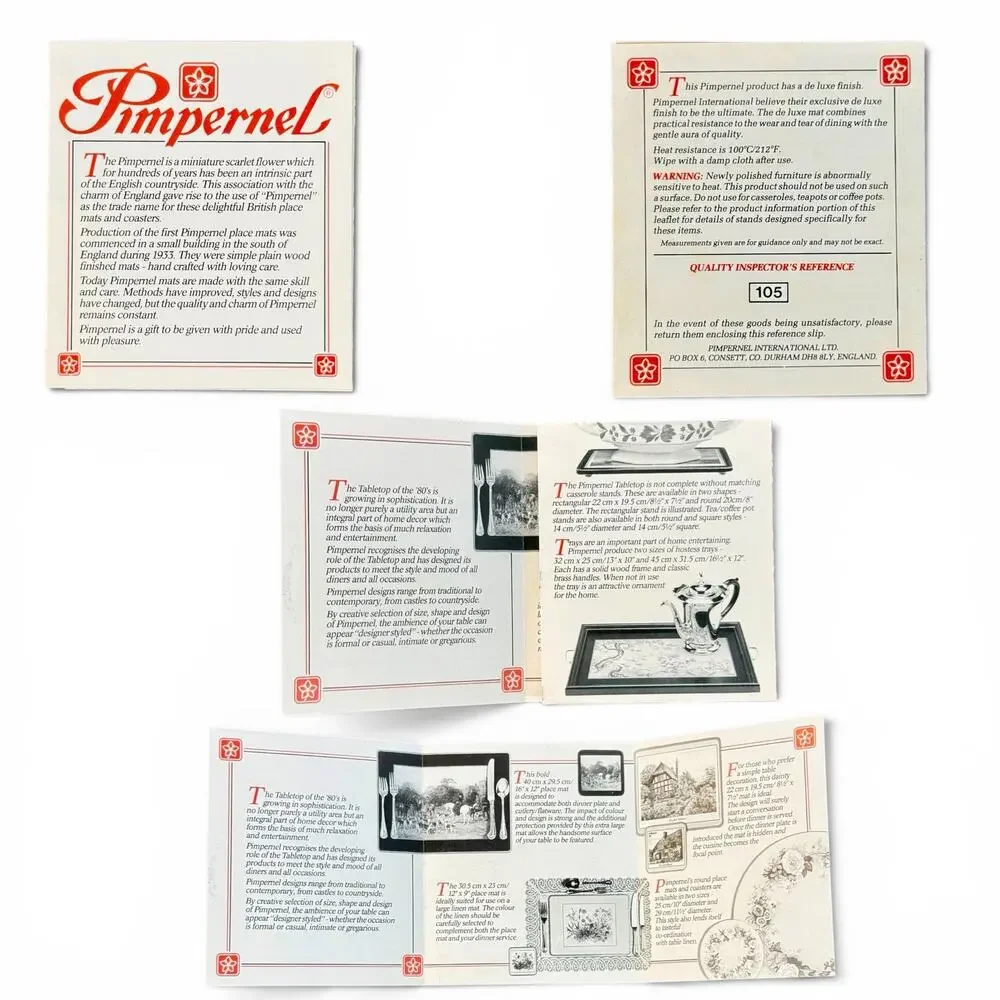 Pimpernel VTG Set of 6 Famous British Castles Cork Backed Placemats With Box